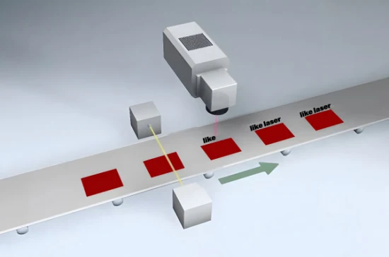 식품 산업을 위한 포장 분리기가 있는 고속 생산 날짜 레이저 프린터 CO2 레이저 30W 비행 레이저 마킹 기계